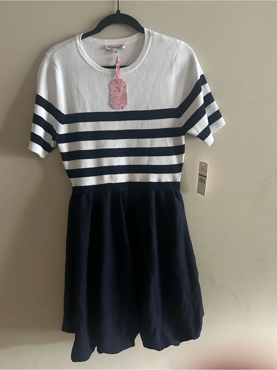 Nanette Lepore Dresses & Skirts - NWT Nanette Lepore Navy and White Striped Knit Dress Size L